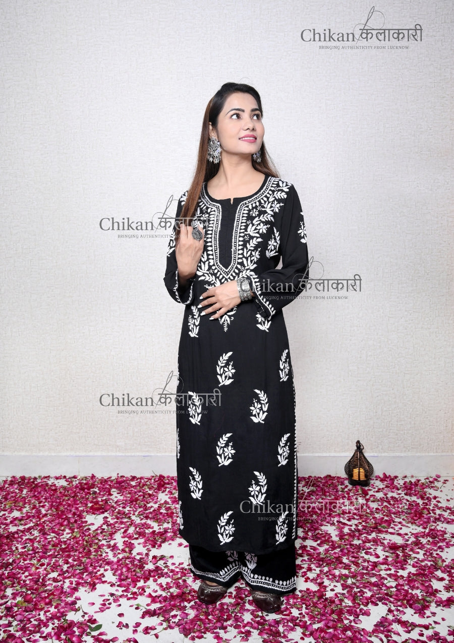 Aisha Modal Chikankari Kurti | lucknow chikan kurti | lakhnavi kurti | chicken curry kurta | black chikankari kurti