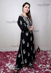 Aisha Black Chikankari Kurti | lucknow chikan kurti | lakhnavi kurta | chicken curry kurti | house of chikankari