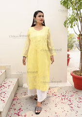 Akshara Georgette Chikankari Kurti | chikan curry kurti | lakhnavi kurti | lucknowi chikan kurta | lakhnavi kurta