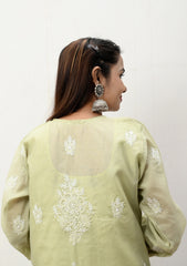 Alina Chikankari Premium Chanderi Kurta | lucknow chikan kurti | lakhnavi kurti | chicken curry kurti | lucknowi chikan kurta