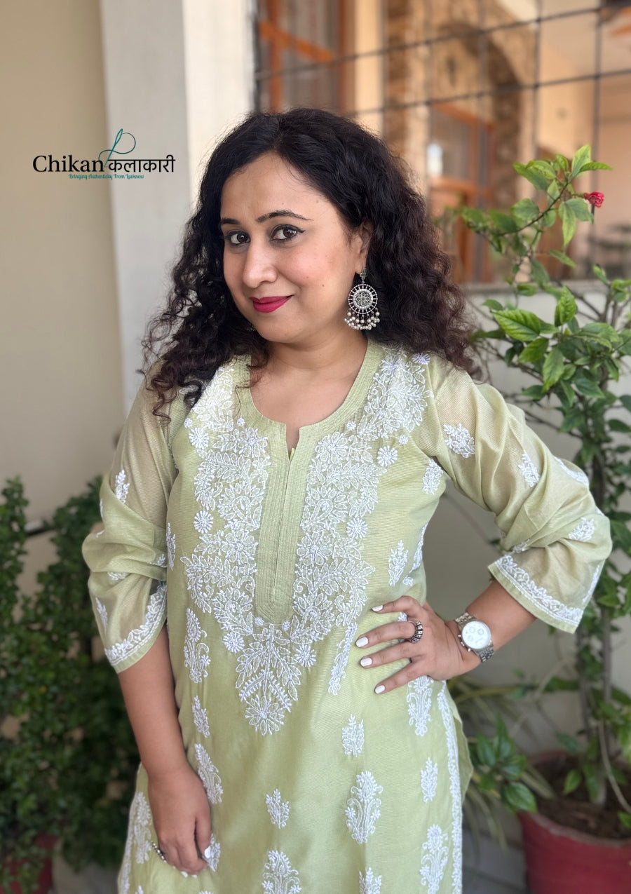 Alina Chikankari Premium Chanderi Kurti