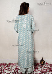 Amira Printed Rayon Chikankari Kurti | lakhnavi kurta | chicken curry kurta | lucknowi chikan kurti | house of chikankari