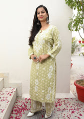 Amira Printed Rayon Chikankari Kurta | lakhnavi kurti | chicken curry kurta | lucknowi chikan kurti | house of chikankari