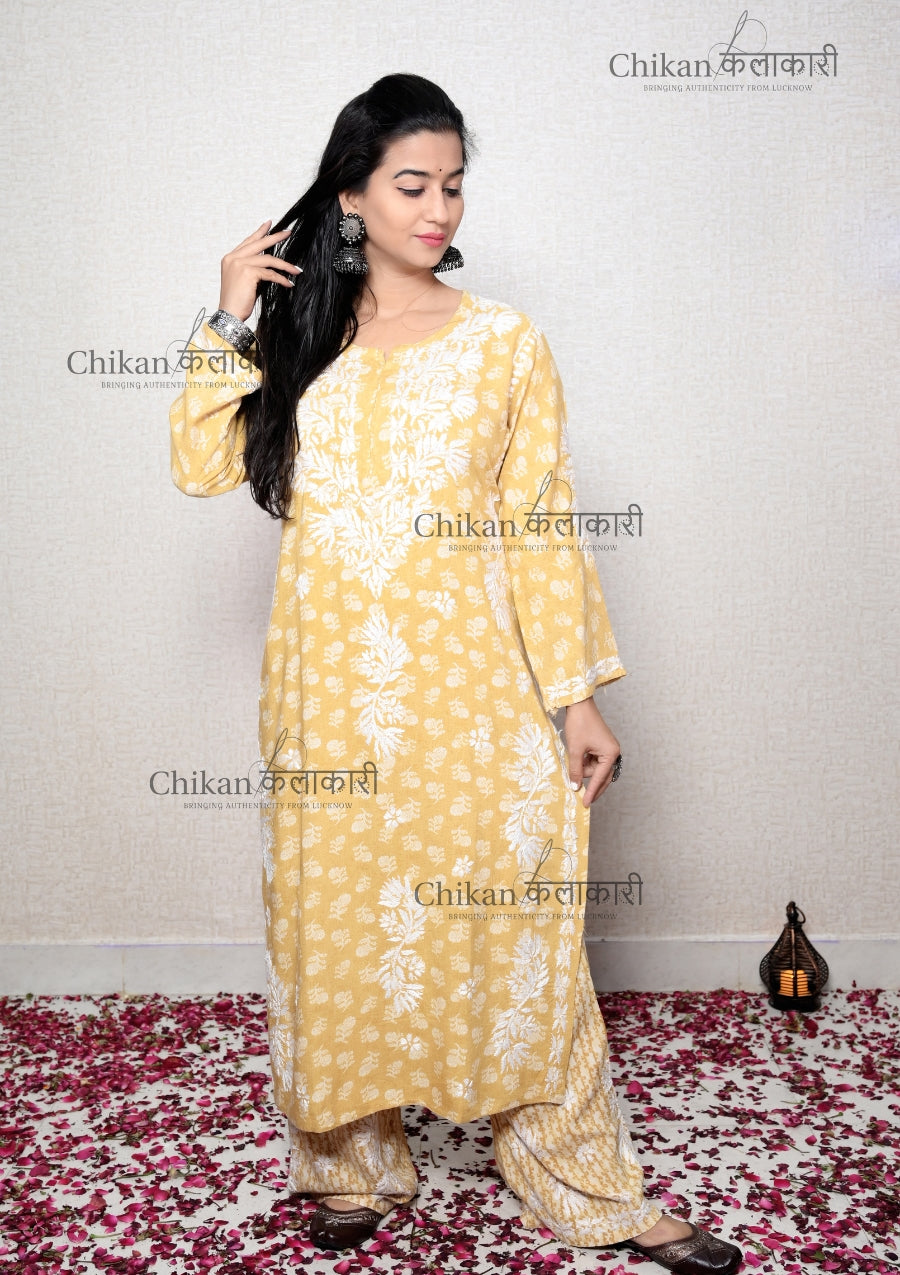 Amira Printed Rayon Chikan Kurti | house of chikankari | lakhnavi kurti | lucknowi chikan kurta | chicken curry kurta