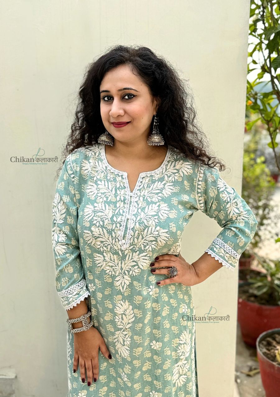 Amira Printed Rayon Chikankari Kurti Set