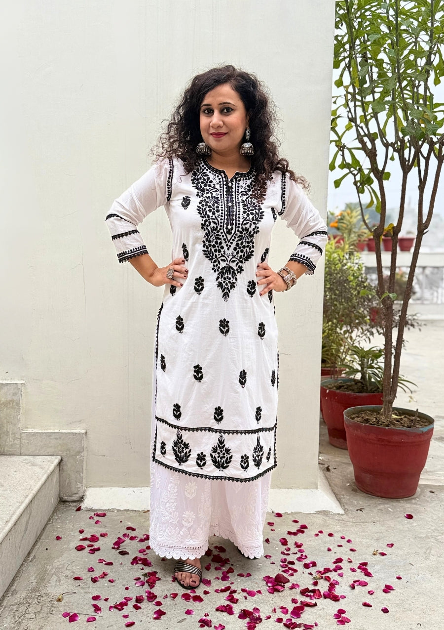 Anya Cotton White Chikankari Kurti