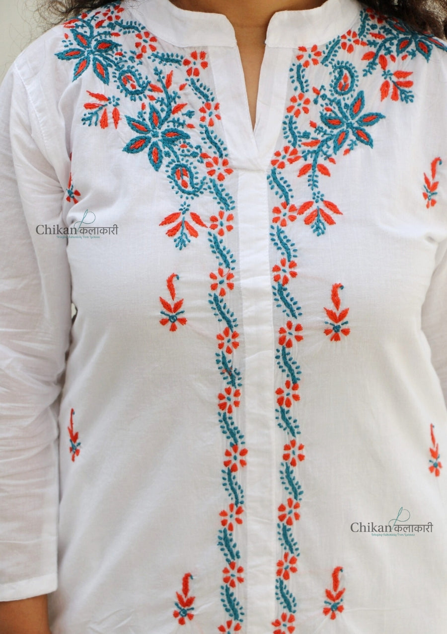 Arya Cotton White Chikankari Kurta