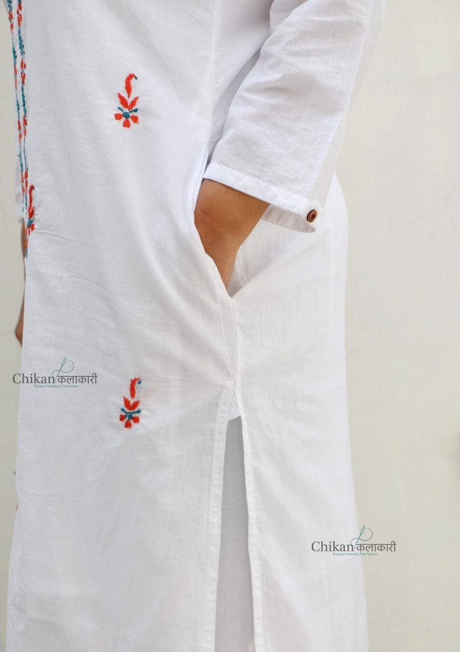 Arya Cotton White Chikankari Kurta