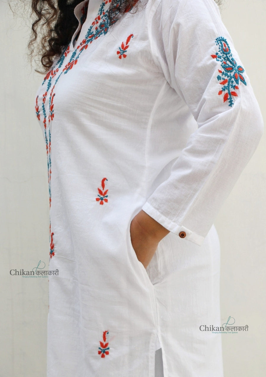 Arya Cotton White Chikankari Kurta