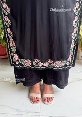 Damini Rayon Chikankari Kurti - Black