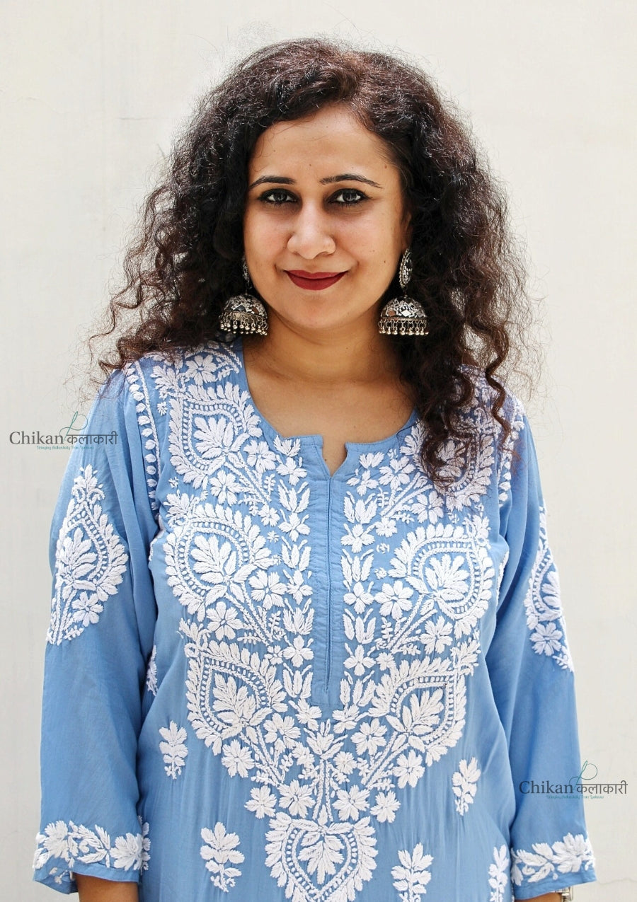 Faiza Modal Chikankari Kurti & Palazzo Set