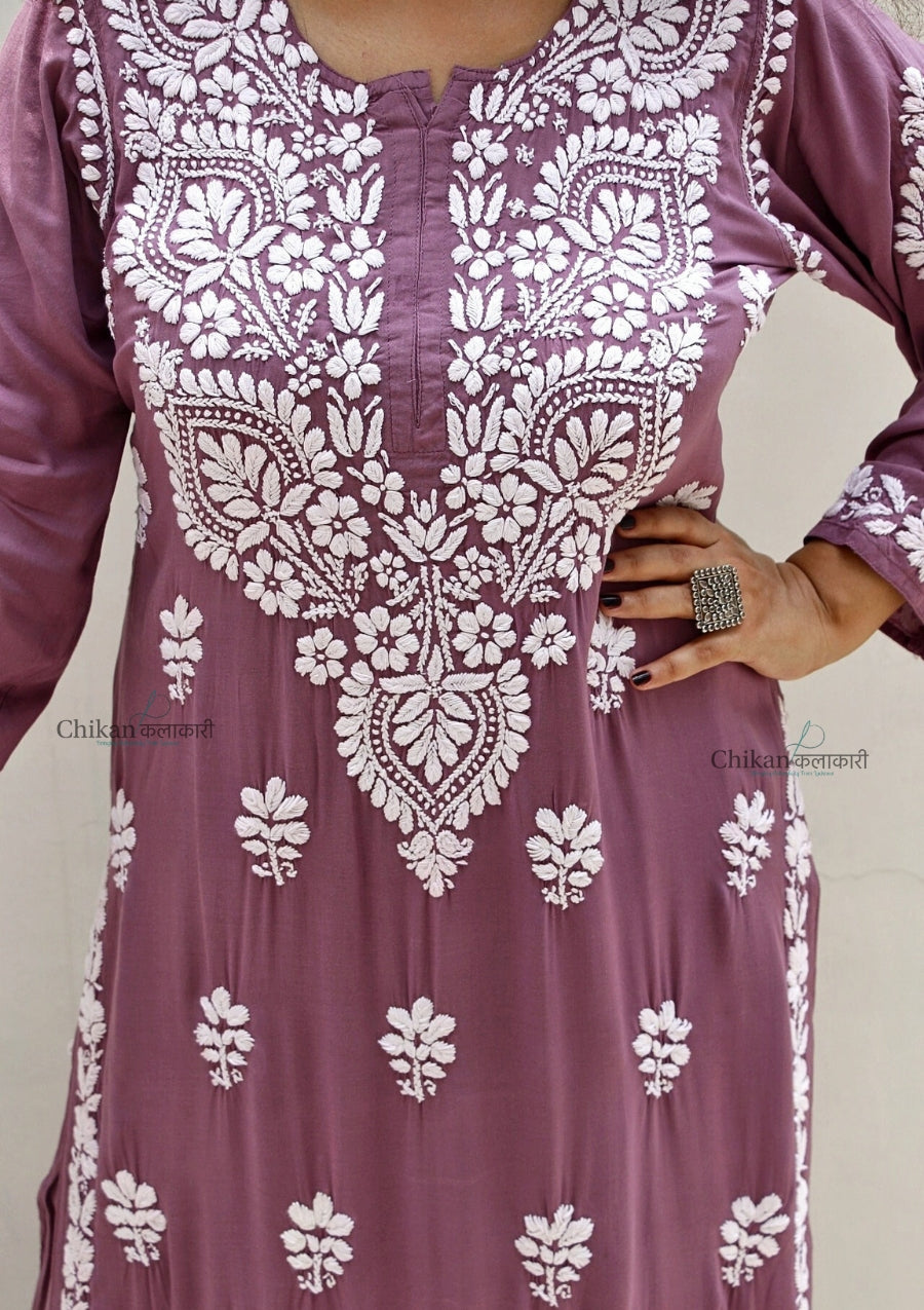 Faiza Modal Chikankari Kurti & Palazzo Set