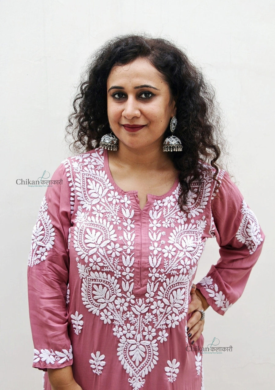 Faiza Modal Chikankari Kurti & Palazzo Set