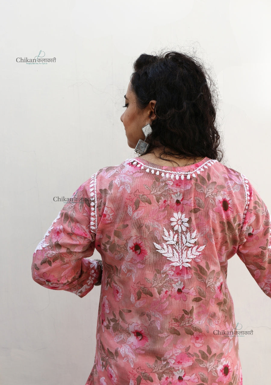 Falak Pink Mulmul Chikankari kurti