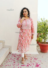 Falak Pink Mulmul Chikankari kurti