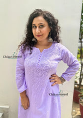 Firoza Cotton Chikankari Kurti - Lavender