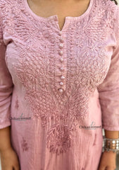 Fiza Cotton Chikankari Kurti - Light Brown