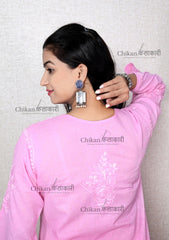 Fiza Cotton Pink Chikan Kurta | chicken curry kurti | lakhnavi kurta | lucknow chikan kurti | cotton chikankari kurti