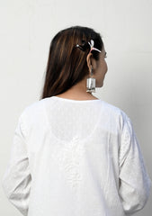 Fiza Cotton White Chikan Kurta | house of chikankari | lakhnavi kurti | chicken curry kurta | lucknow chikan kurti