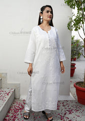 Fiza Cotton Chikankari Kurta | white chikan kurti | lakhnavi kurti | chicken curry kurta | lucknowi chikan kurti