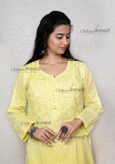 Fiza Cotton Chikan Kurti | house of chikankari | lakhnavi kurta | chicken curry kurti | lucknowi chikankari kurti