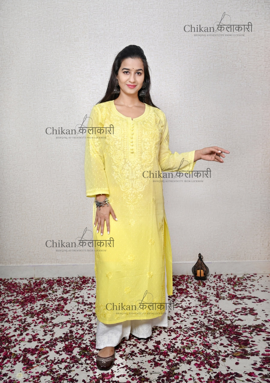 Fiza Cotton Chikankari Kurti | house of chikankari | lakhnavi kurta | chicken curry kurti | lucknowi chikankari kurta