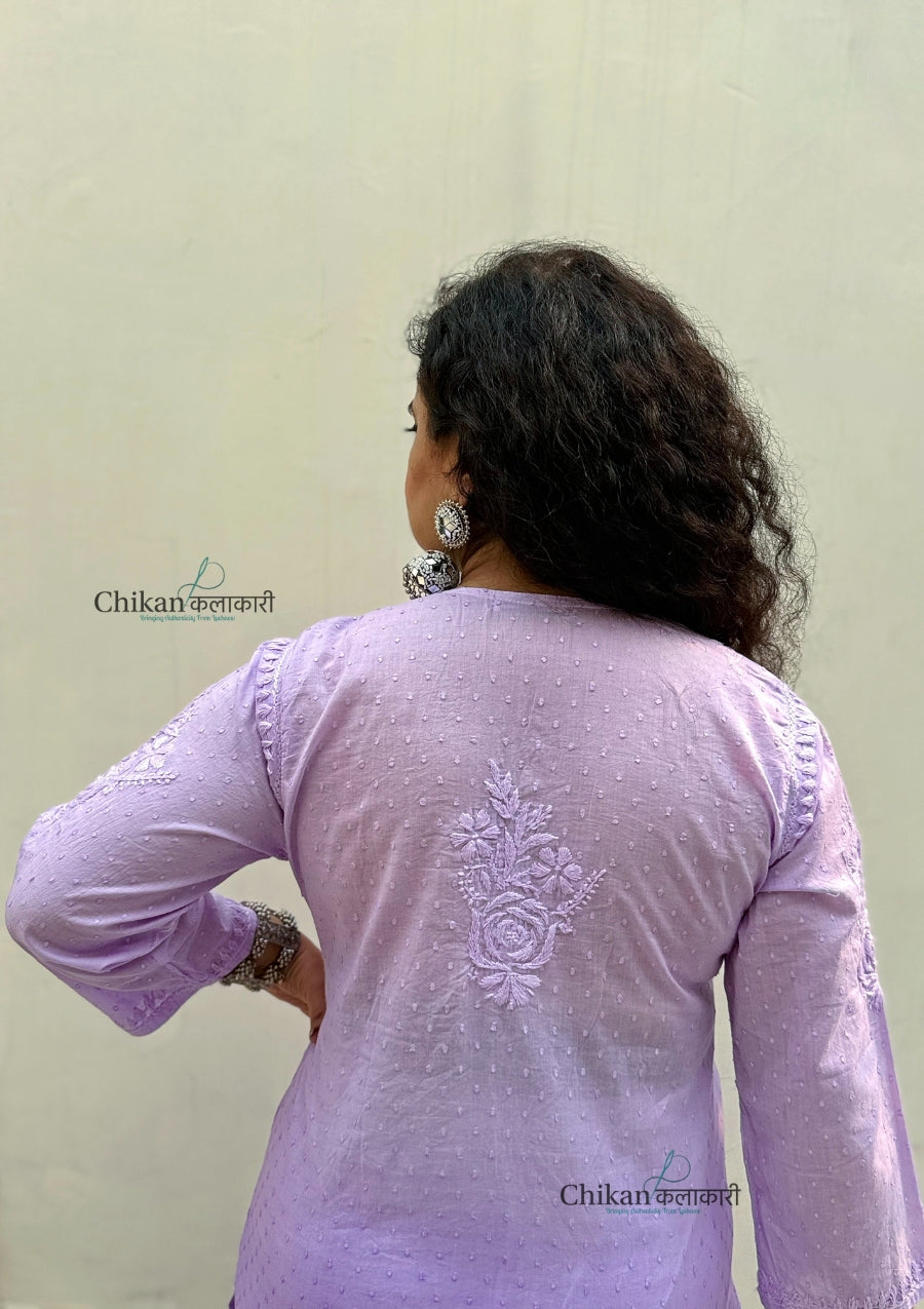 Fiza Cotton Chikankari Kurti - Lavender