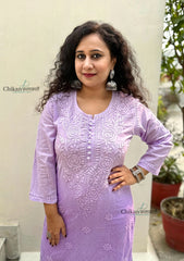 Fiza Cotton Chikankari Kurti - Lavender