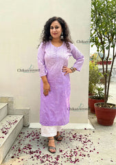 Fiza Cotton Chikankari Kurti - Lavender