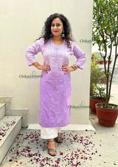 Fiza Cotton Chikankari Kurti - Lavender