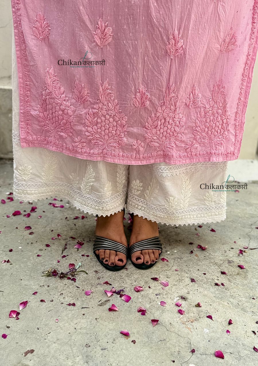 Fiza Cotton Chikankari Kurti - Pink
