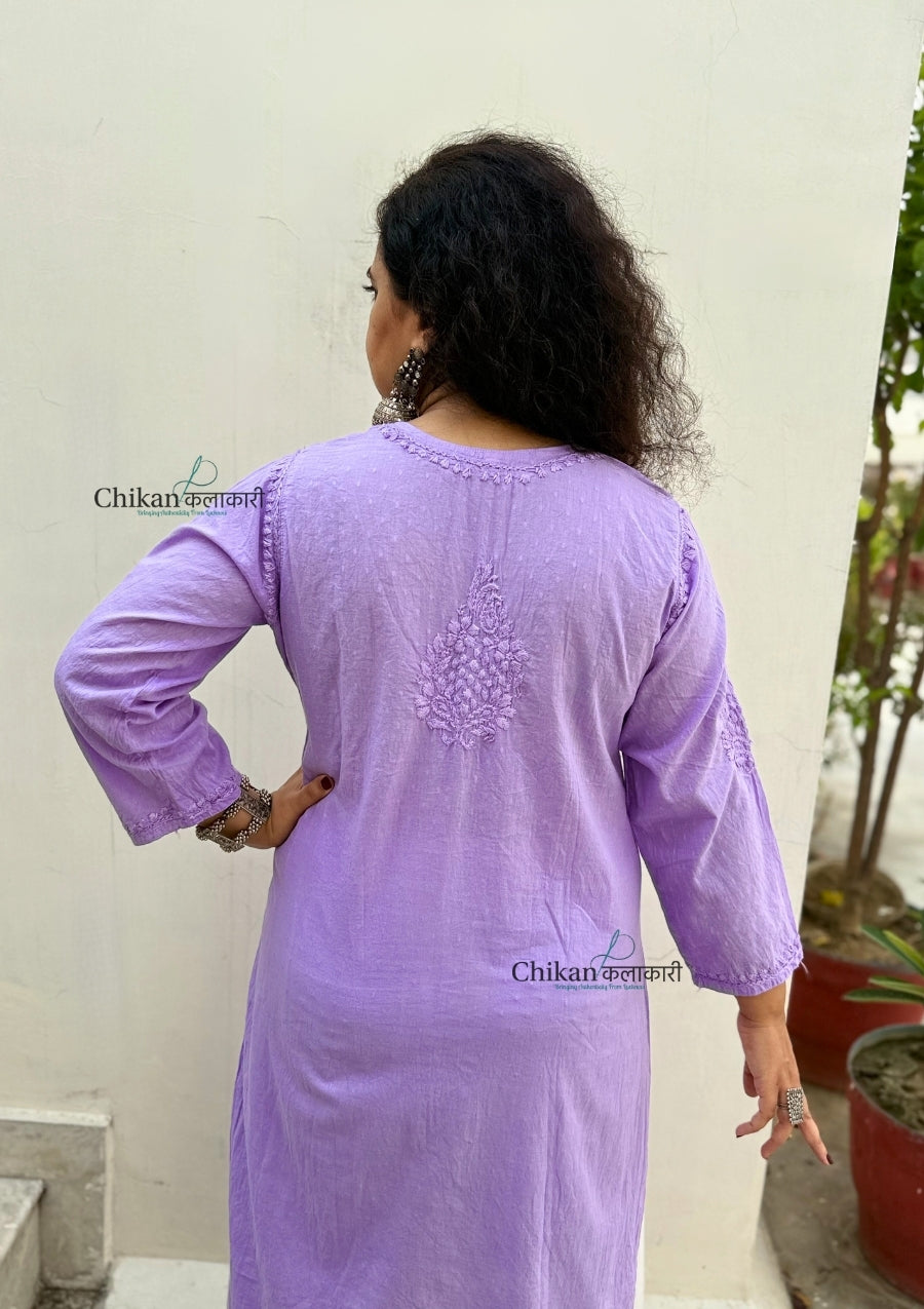 Fiza Cotton Chikankari Kurti - Purple