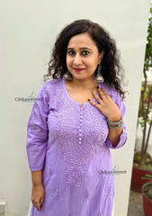 Fiza Cotton Chikankari Kurti - Purple