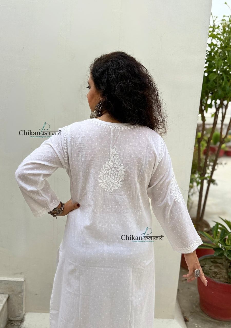 Fiza Cotton Chikankari Kurti - White