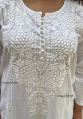 Fiza Cotton Chikankari Kurti - White