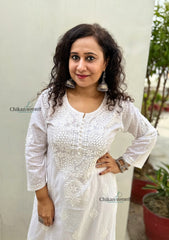 Fiza Cotton Chikankari Kurti - White