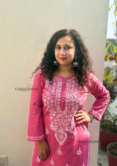 Geet Cotton Chikankari Kurti - Pink