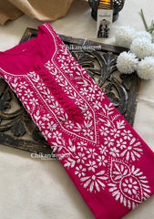 Geet Cotton Chikankari Kurti - Magenta