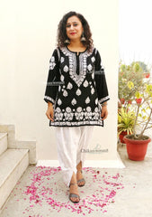 Gul Short Chikankari Kurti - Black