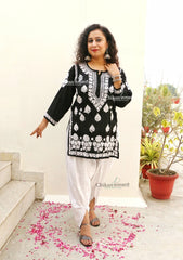 Gul Short Chikankari Kurti - Black