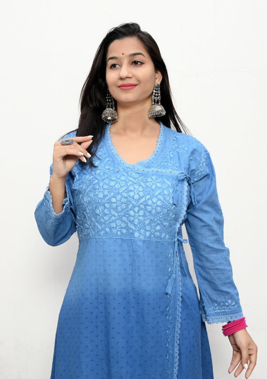 Hana Cotton Chikan Kurti | lucknowi chikankari kurta | lakhnavi kurta | chicken curry kurti | cotton chikankari kurti