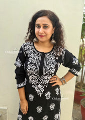 Haseena Modal Chikankari Kurti - Black