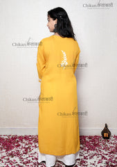 Heena Modal Mustard Chikan Kurti | chicken curry kurti | lakhnavi kurta | lucknowi chikankari kurti | lucknowi chikan kurta