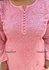 Heer Cotton Chikankari Kurti Set - Pastel Pink