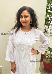 Heer Cotton Chikankari Kurti Set - White