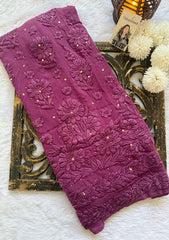 Naaz Viscose Chikankari Kurti With Mukaish work - Purple