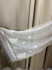 Off-White Chanderi Chikankari Dupatta