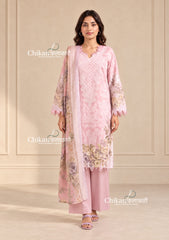 Ibaadat Pink Cotton Straight Suit Set With Dupatta