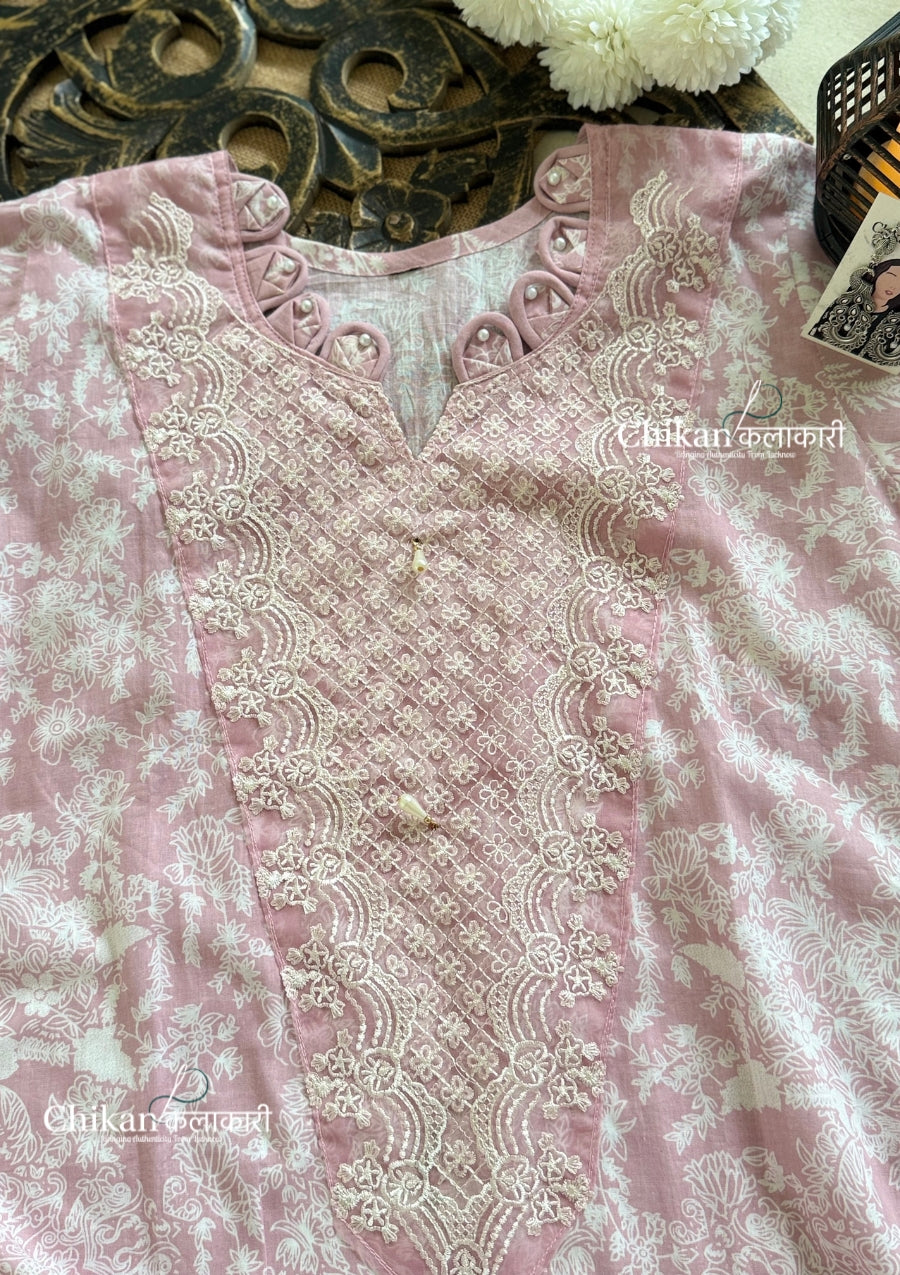 Ibaadat Pink Cotton Straight Suit Set With Dupatta