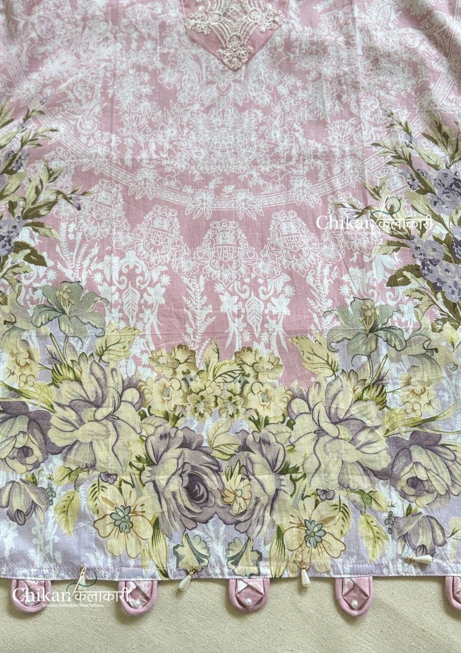Ibaadat Pink Cotton Straight Suit Set With Dupatta